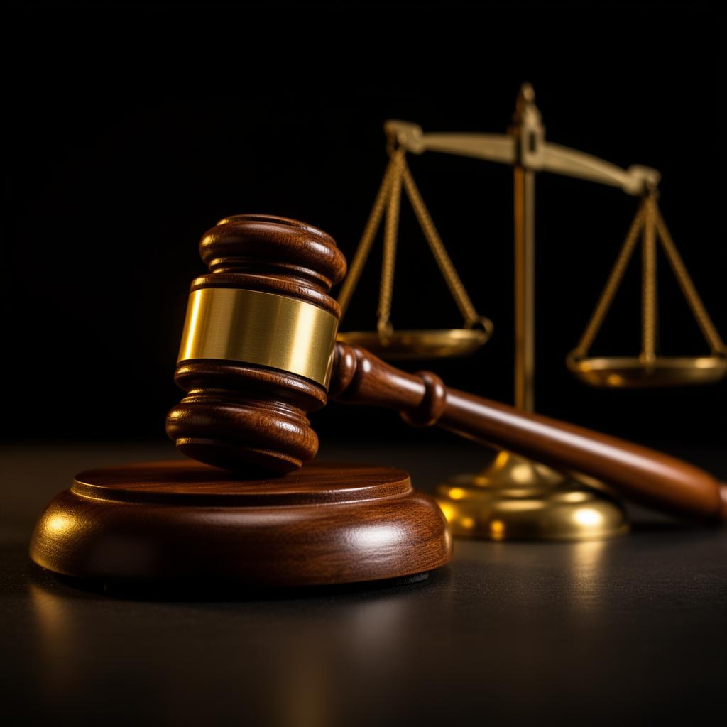 Martelo de juiz e balança da justiça
